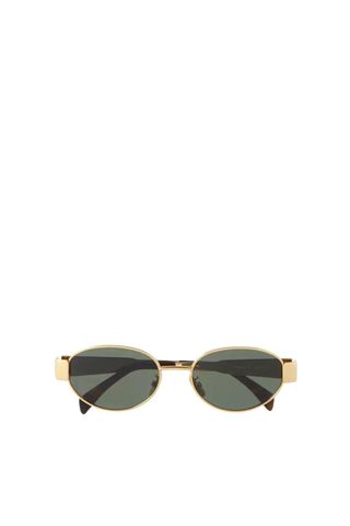 Celine Oval-Frame Gold-Tone and Tortoiseshell Acetate