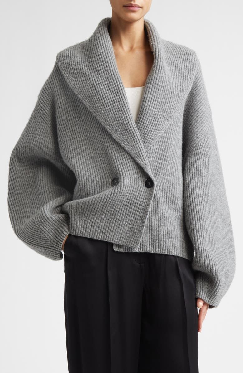 Shawl Collar Wool Rib Cardigan