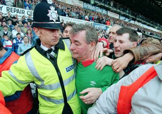 Brian Clough is besieged by fans