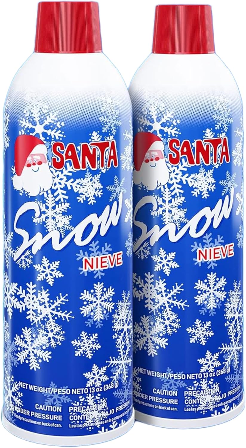 Prextex 2 Pack Fake Snow Spray for Christmas Tree - Quick-Dry Textured Christmas Tree Flocking Spray in 13oz Aerosol Bottles for Decorating and Crafts - Artificial Snow Flock for Windows and Mirrors
