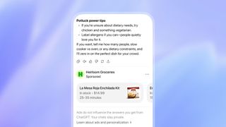An example of ads running in ChatGPT on a phone.