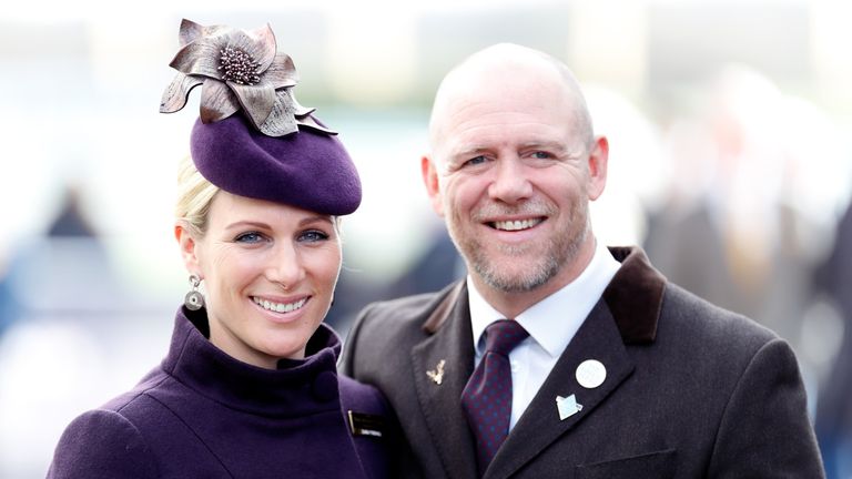 Zara Tindall and Mike Tindall attend day 4 'Gold Cup Day' of the Cheltenham Festival 2020 at Cheltenham Racecourse on March 13, 2020 in Cheltenham, England