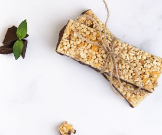 two energy bars stacked on top of each other with a white background