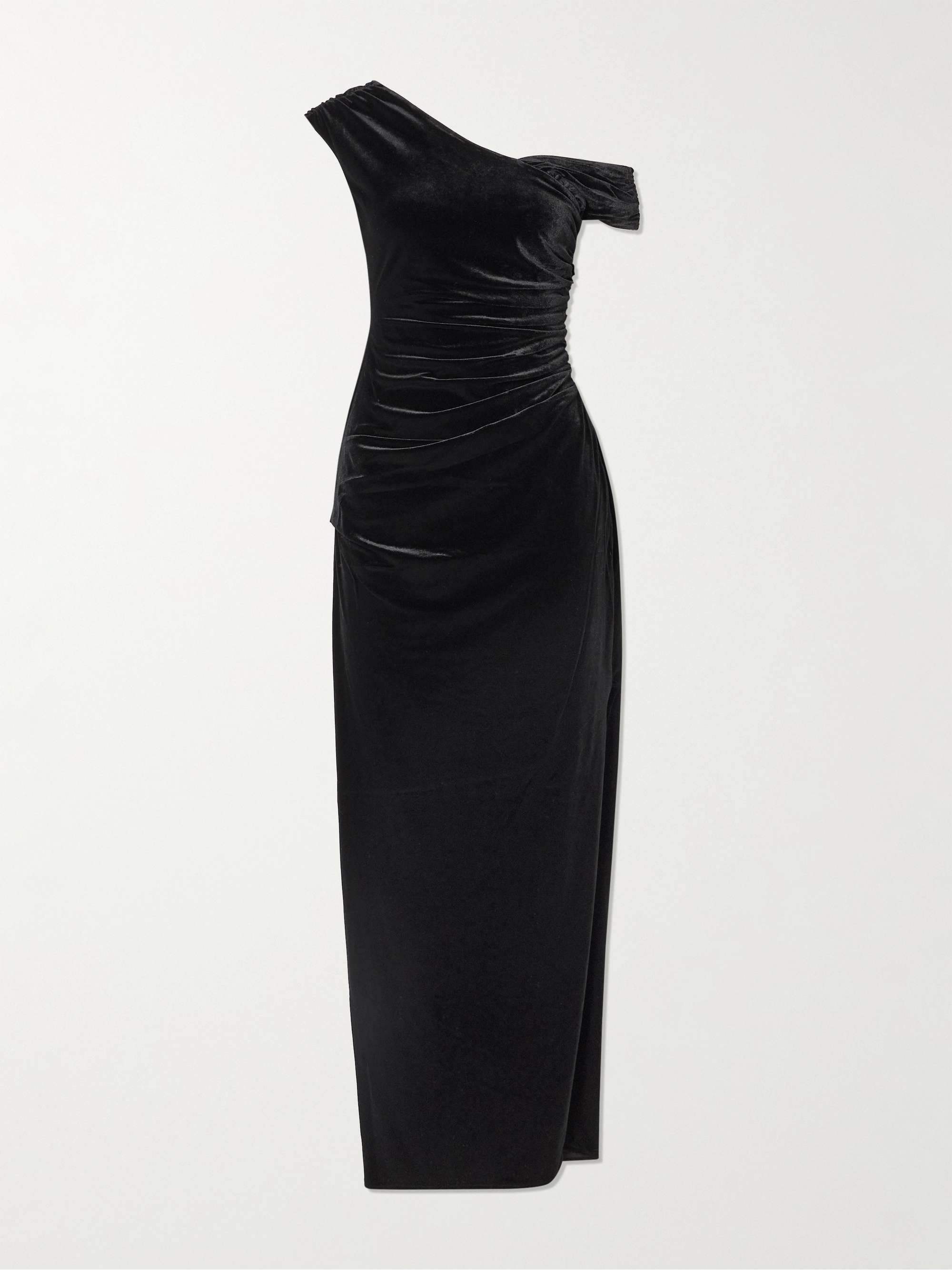 Ettore Off-The-Shoulder Draped Stretch-Velvet Maxi Dress