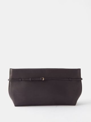 Sienna grained-leather clutch bag