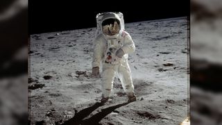 The moon-landing hoax still lives on and there seems to be no convincing some people. Here astronaut Buzz Aldrin walks on the surface of the moon near the leg of the lunar module Eagle during the Apollo 11 mission in July 1969. Mission commander Neil Armstrong took this photograph with a 70-millimeter lunar surface camera.