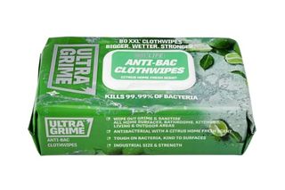 Ultragrime Antibacterial Wipes 80 Thick Large Wipe Pack - Large Wet Wipes - Cleaning Wipes Antibacterial - Multi Purpose Wipes - Antibacterial Hand Wipes Industrial Wipes Toilet