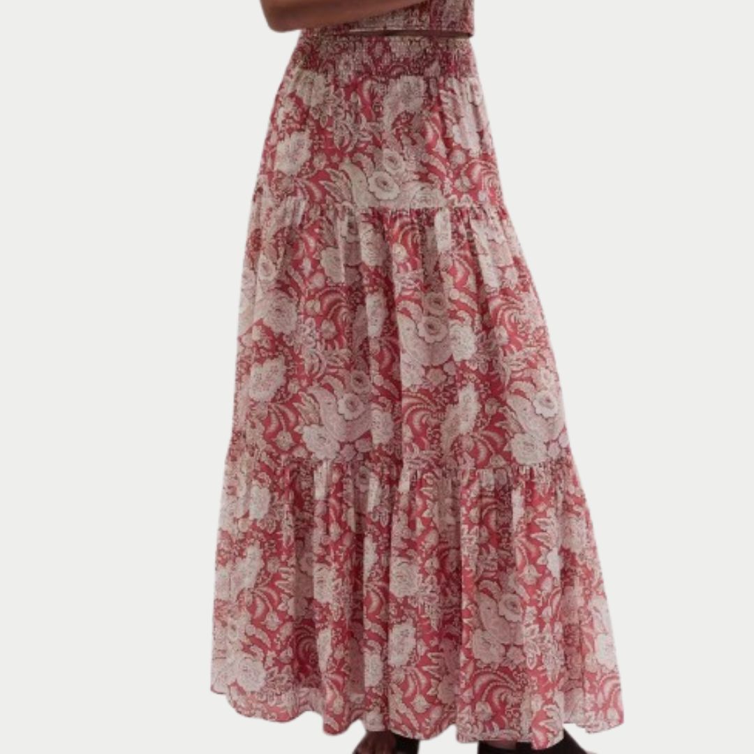 ME+EM Floral Silk Blend Maxi Skirt