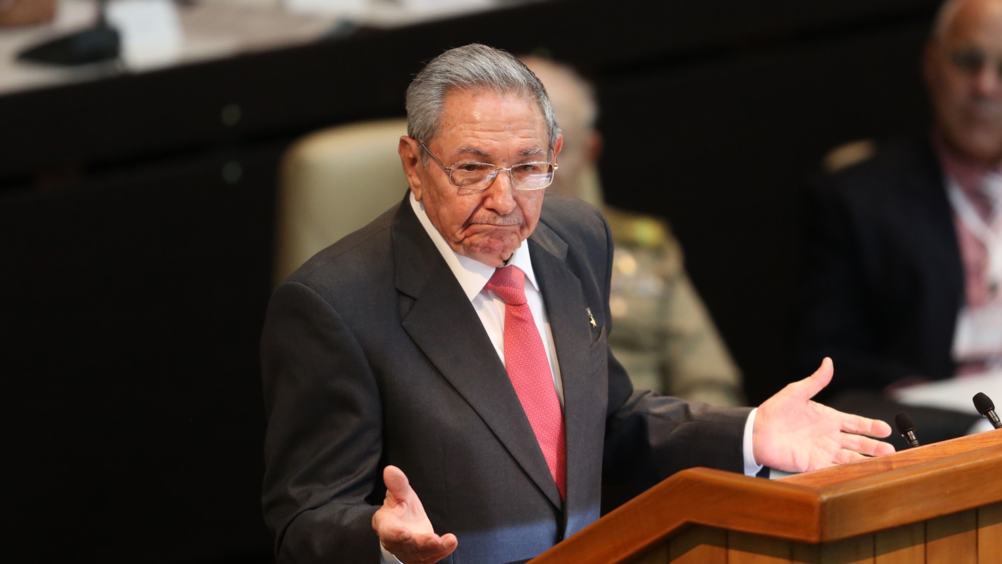 HAVANA, CUBA - APRIL 19: Former Cuban President Raul Castro speaks during the National Assembly at Convention Palace on April 19, 2018 in Havana, Cuba Diaz-Canel will be the first non-Castro Cuban president since 1976. Raul Castro steps down after 12 years in power. (Photo by Alexandre Meneghini-Pool/Getty Images)