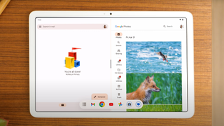 Google Pixel Tablet multitasking showing two apps in split screen mode