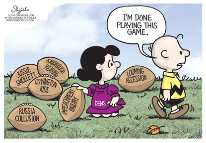 Political Cartoon U.S. Charlie Brown Down With Hoaxes