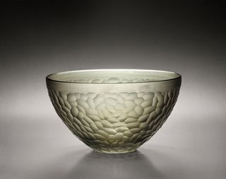 A thick glass bowl
