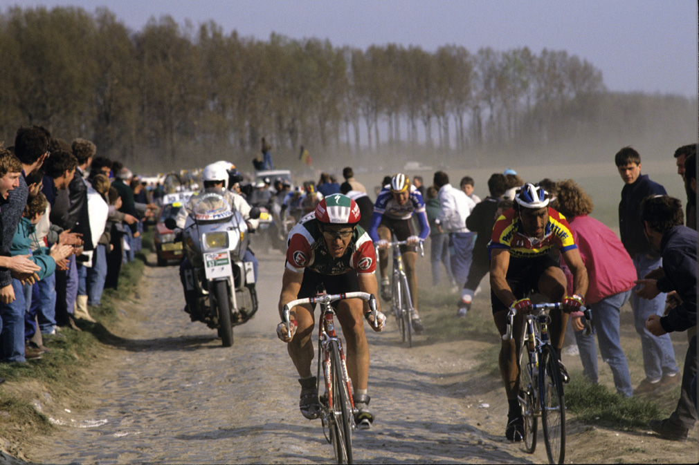 Steve Bauer and Eddy Planckaert Paris-Roubaix 1990