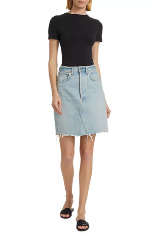 Citizens of Humanity Carolina Deconstructed Knee-Length Denim Skirt