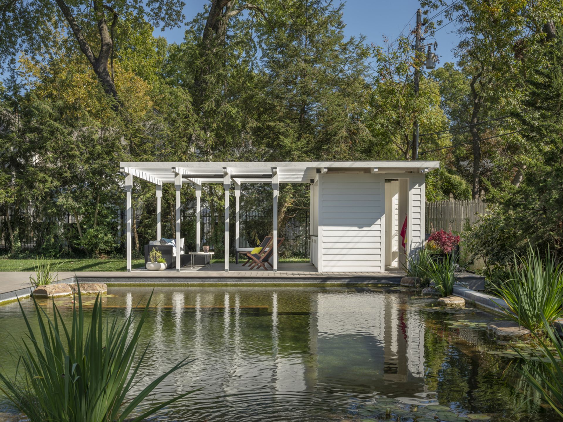A natural pool and pool house