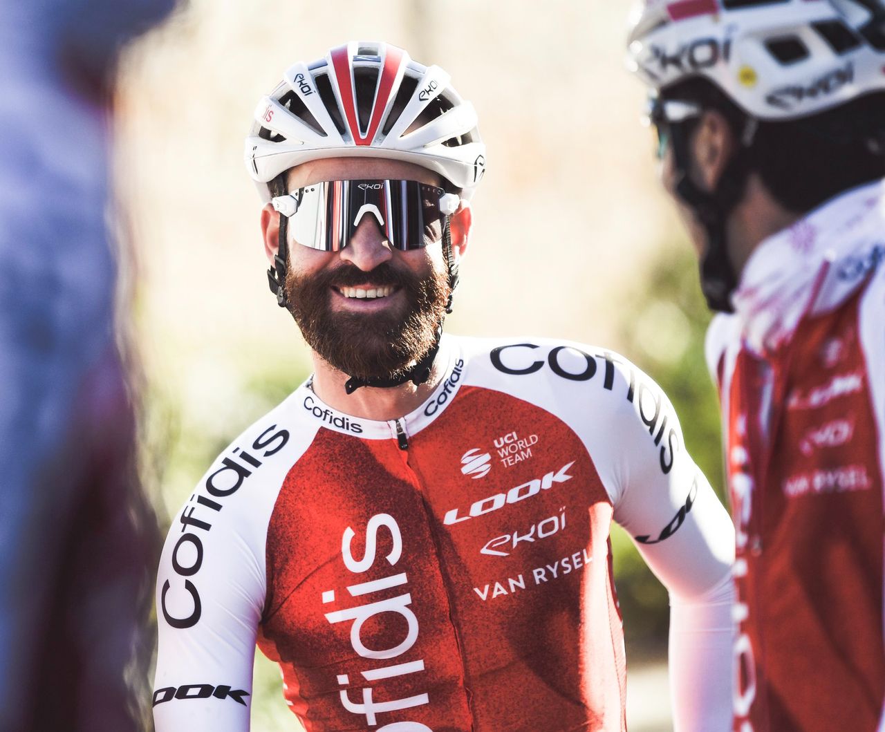 Simon Geschke showcasing Cofidis' 2023 team kit
