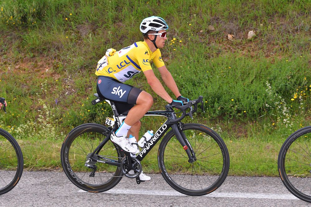 Michal Kwiatkowski (Team Sky) in the yellow jersey at Criterium du Dauphine