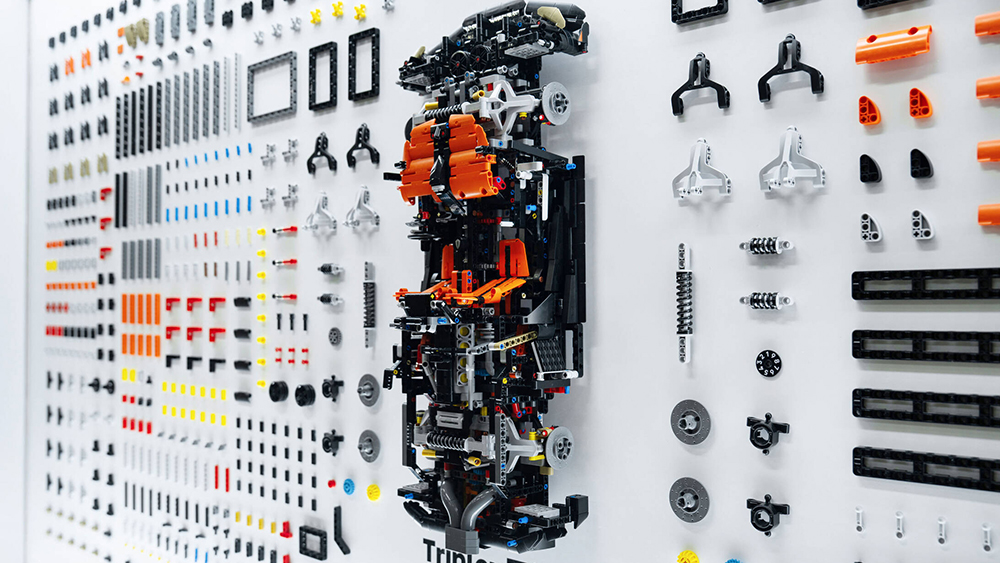 Lego billboard showing Technical car set pieces 