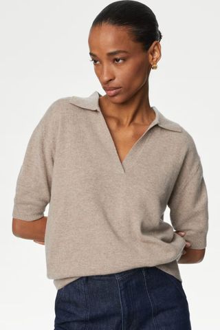 M&S Pure Cashmere Collared Knitted Top