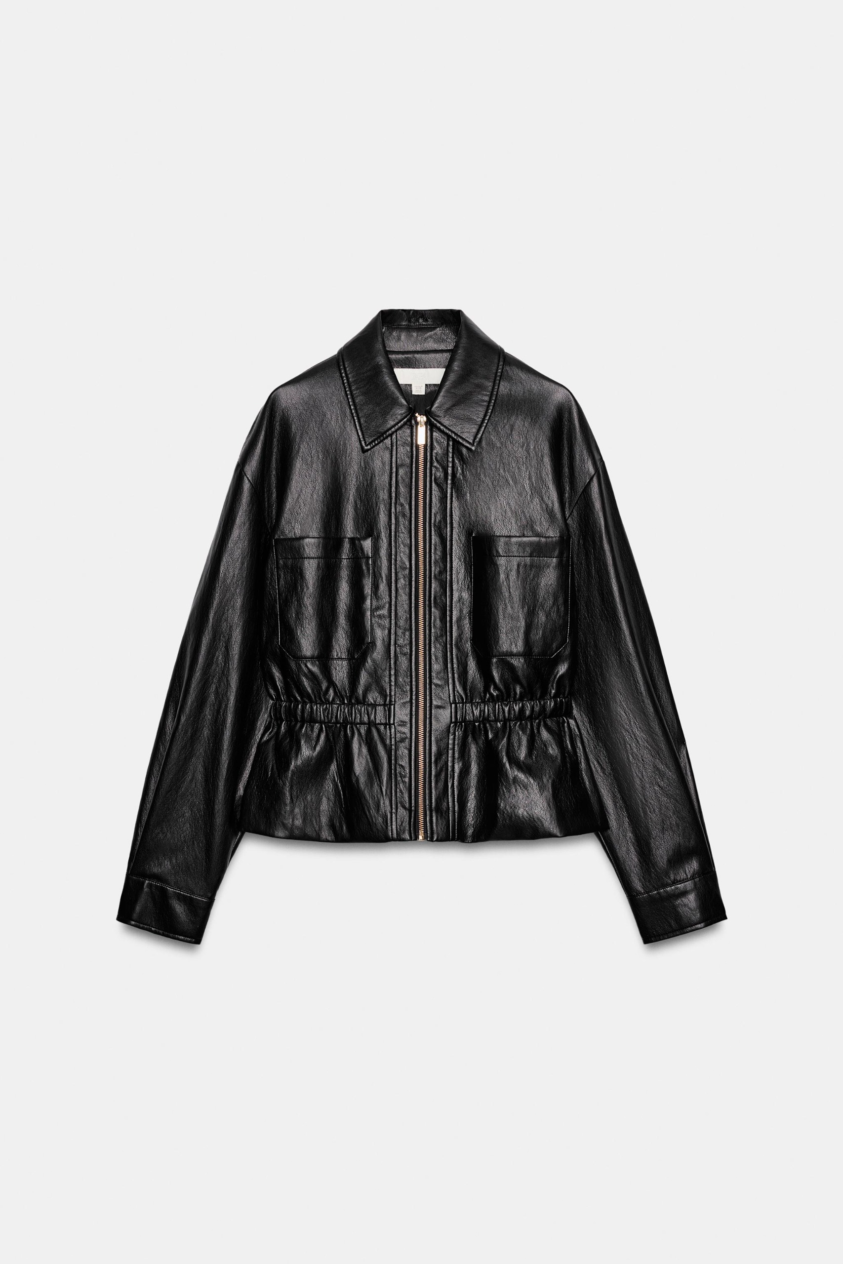 ZARA, Faux Leather Jacket With Elastic Waist
