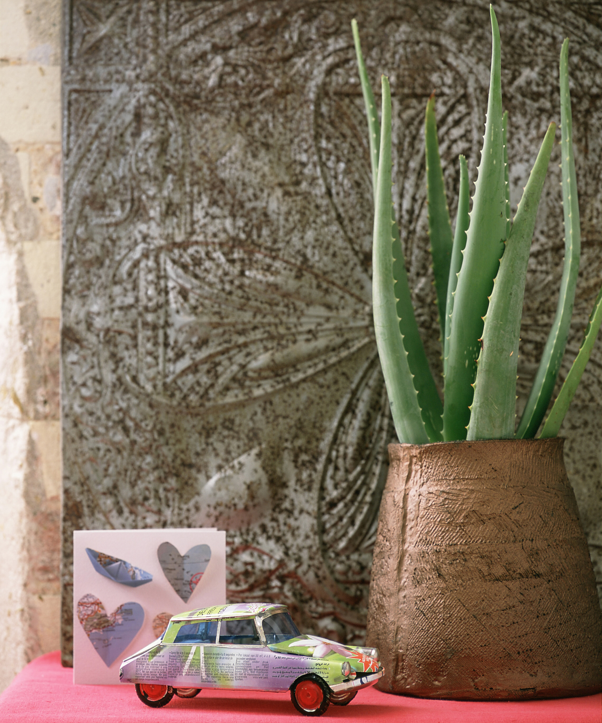 aloe vera houseplant in a recycled rubber planter