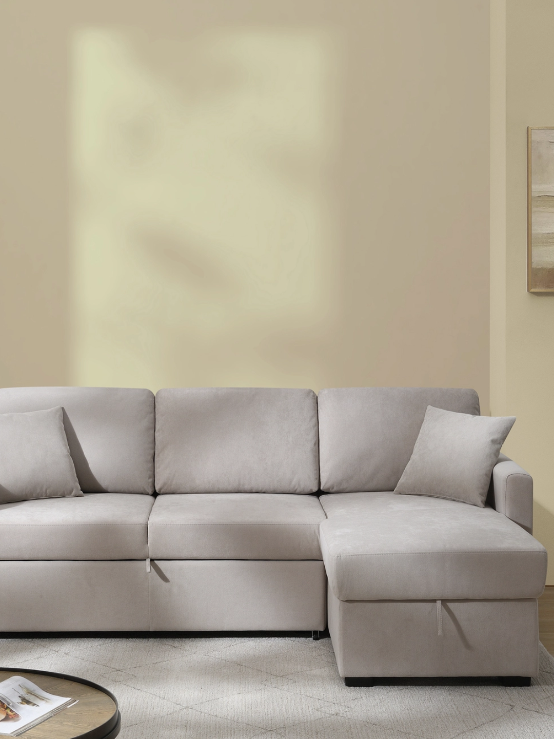 A greige right-hand corner storage sofa from Habitat