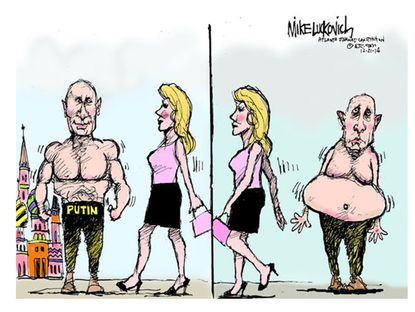 Editorial cartoon Russia Putin faking it