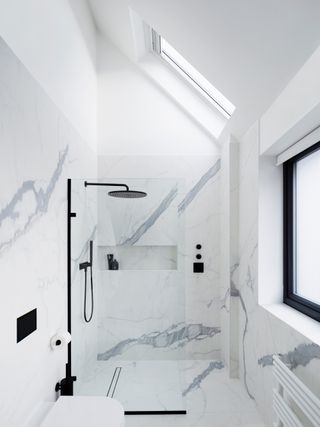 a marble wet room