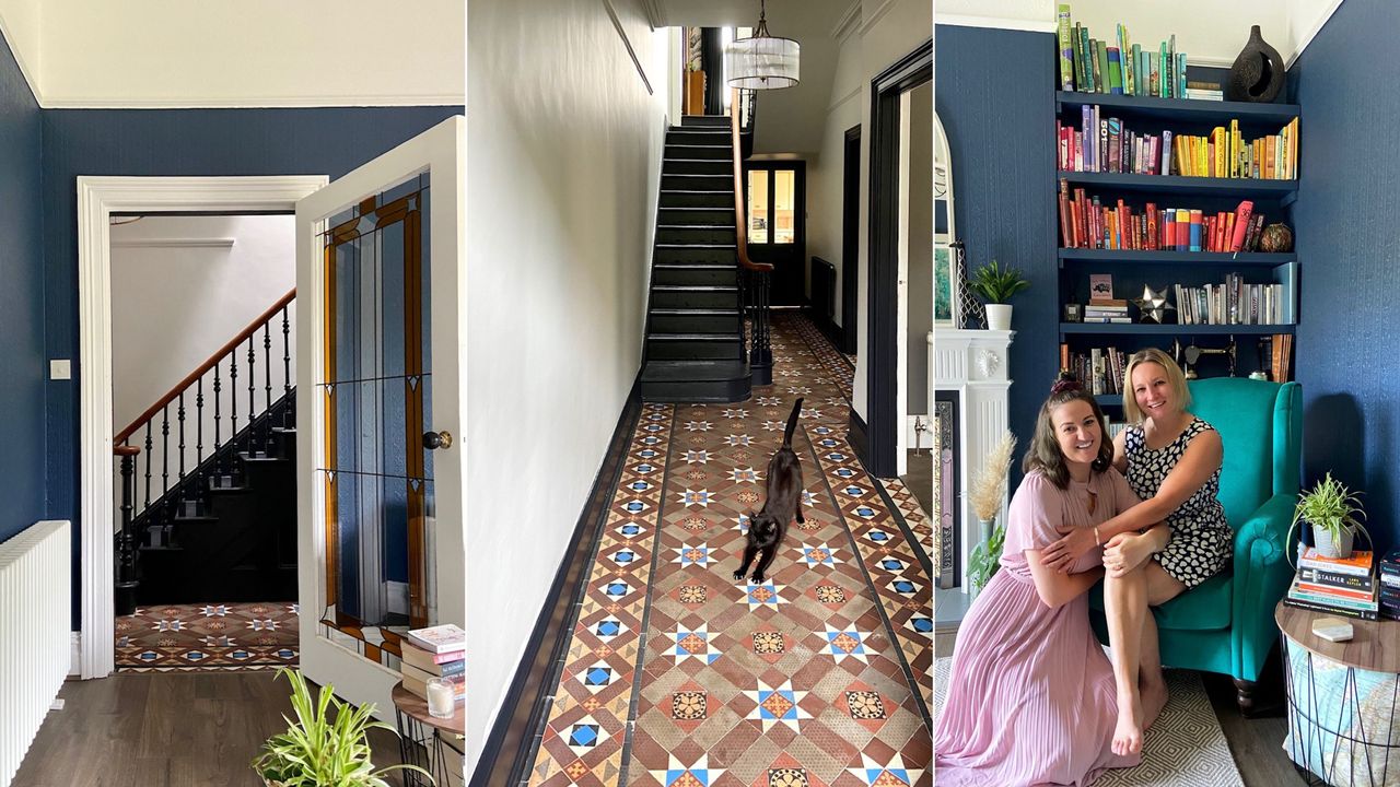 three images featuring hallway renovation