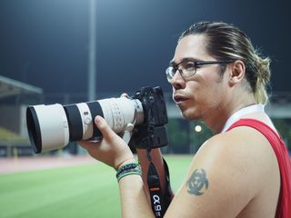 Sony A9 III being held by photographer James Artaius