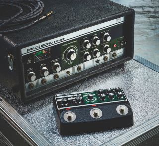 The original RE-201 Space Echo tape delay and the latter-day digital recreation, the RE-202