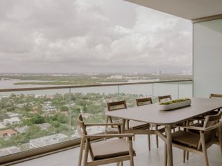 A dining space in the balcony