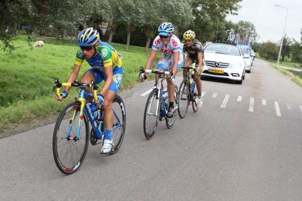 Trixi Worrack (AA Drink) leads Linda van Rijen (Skil-Koga Cycling Team) and Maaike Polspoel (Topsport Vlaanderen 2012) in the break