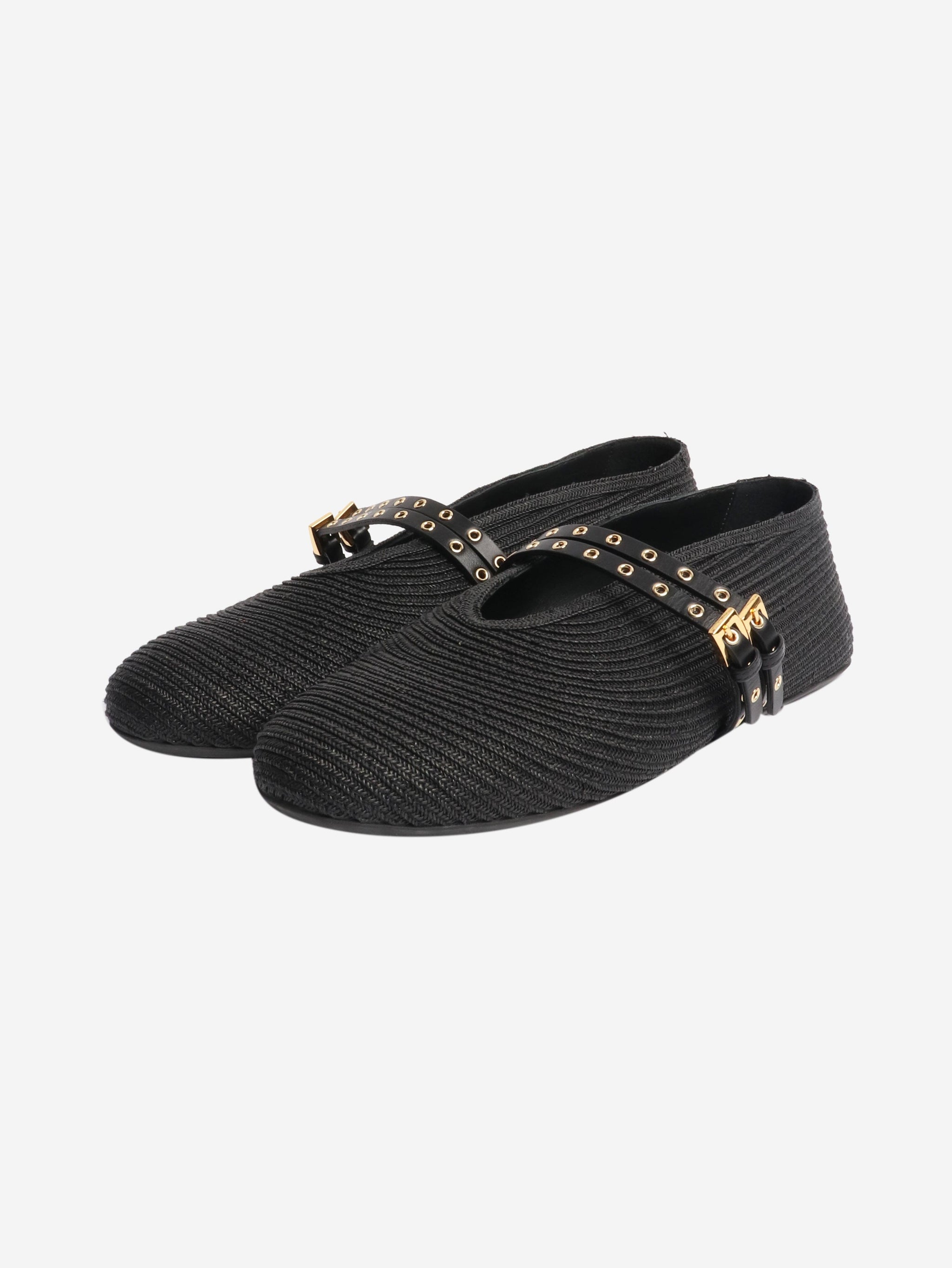 alaia Black raffia ballet flats