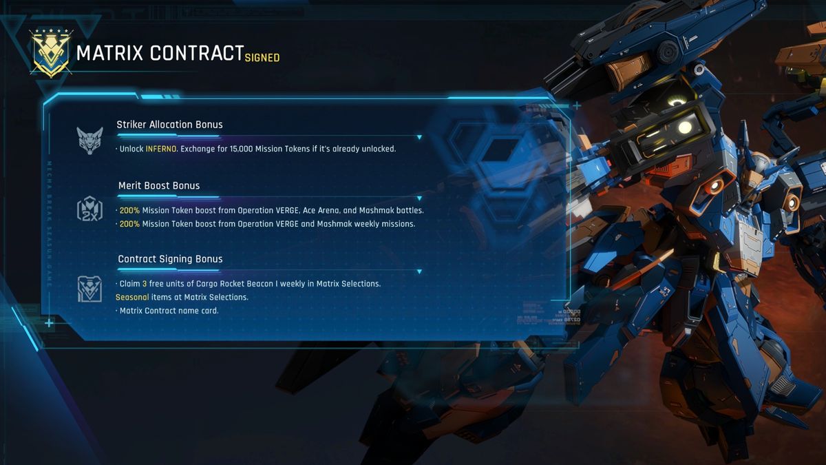 Mecha Break Inferno - Matrix Contract
