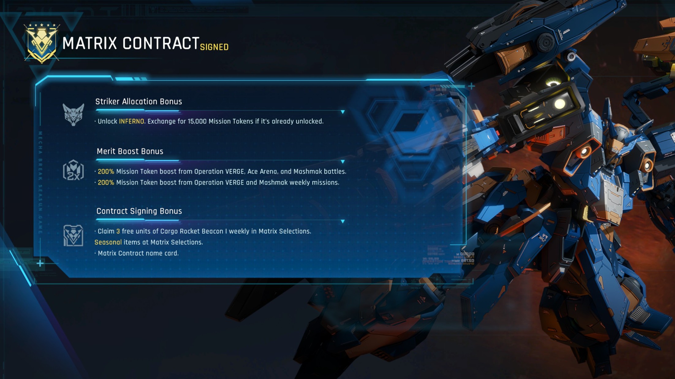Mecha Break Inferno - Matrix Contract
