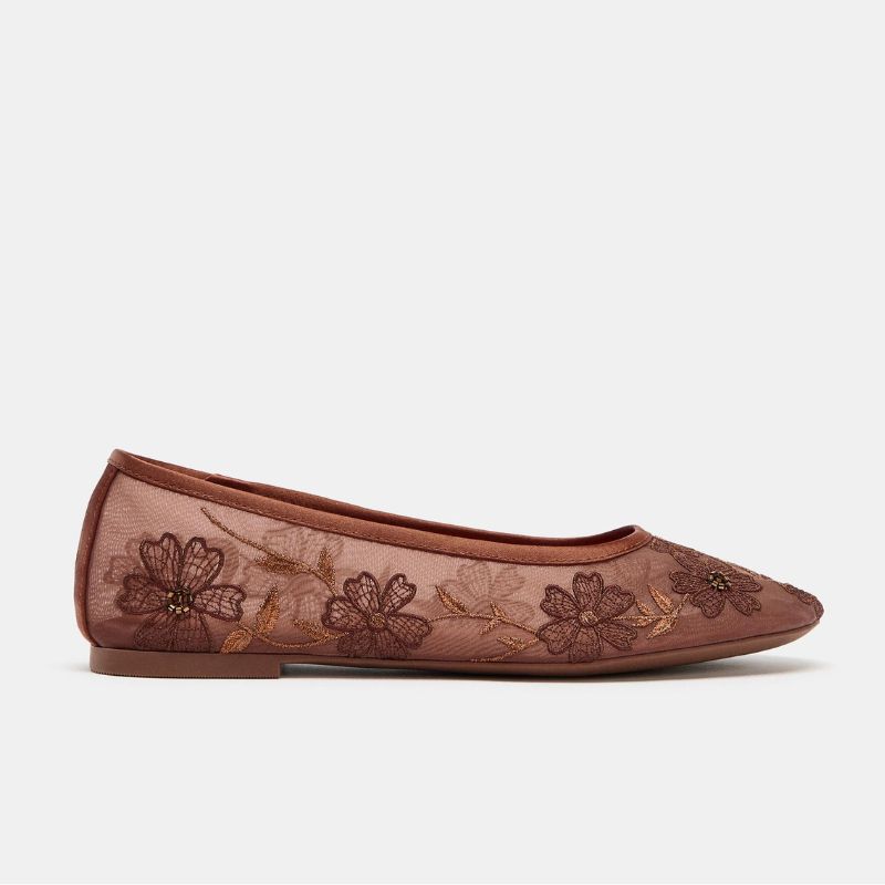 Zara , Embroidered Mesh Flats