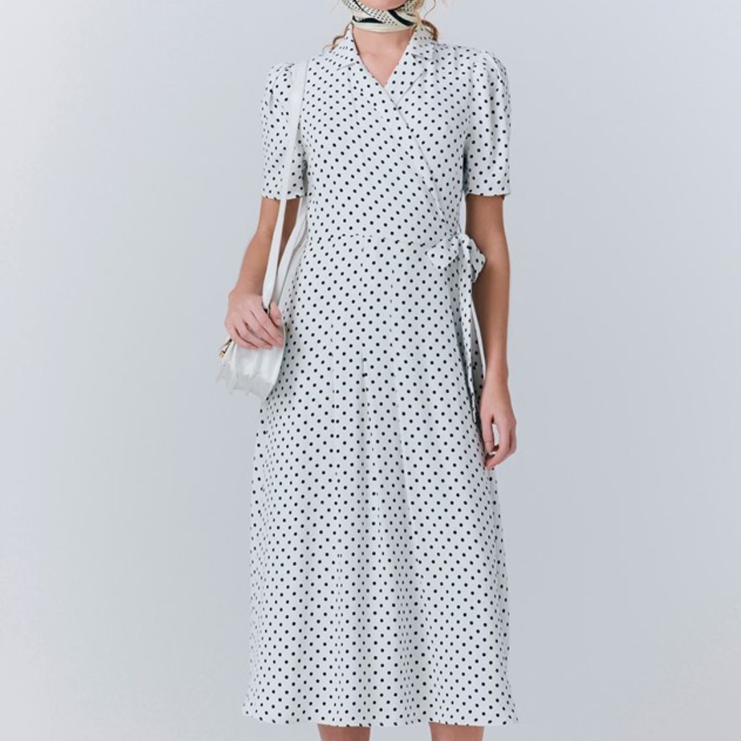 Ghost Giselle White Polka Dot Dress