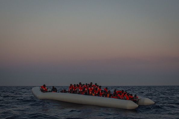 Migrants in a boat off of Libya.