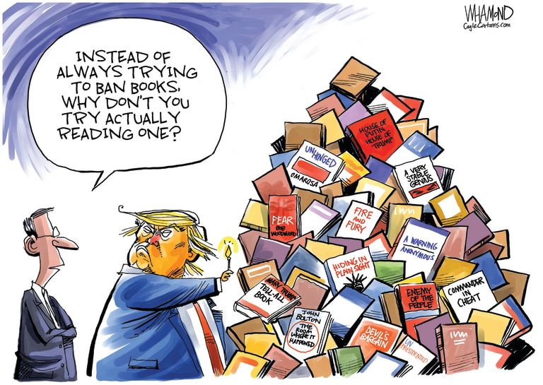 Political Cartoon U.S. Trump books ban | The Week