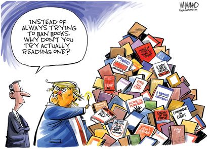 Political Cartoon U.S. Trump books ban