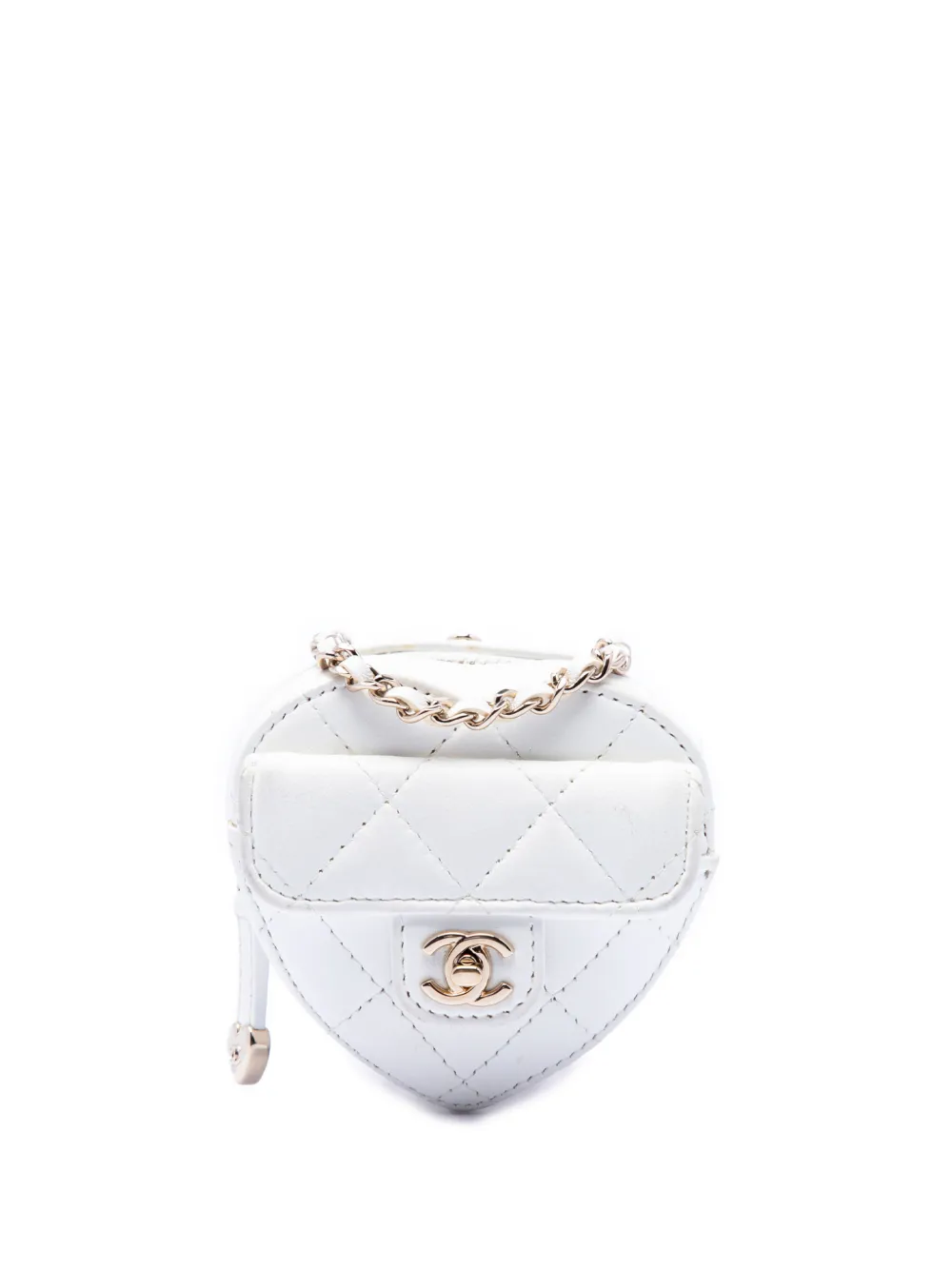 Chanel Pre-Owned 2021 Mini Quilted Lambskin Cc in Love Heart Necklace Bag Crossbody Bag | One Size