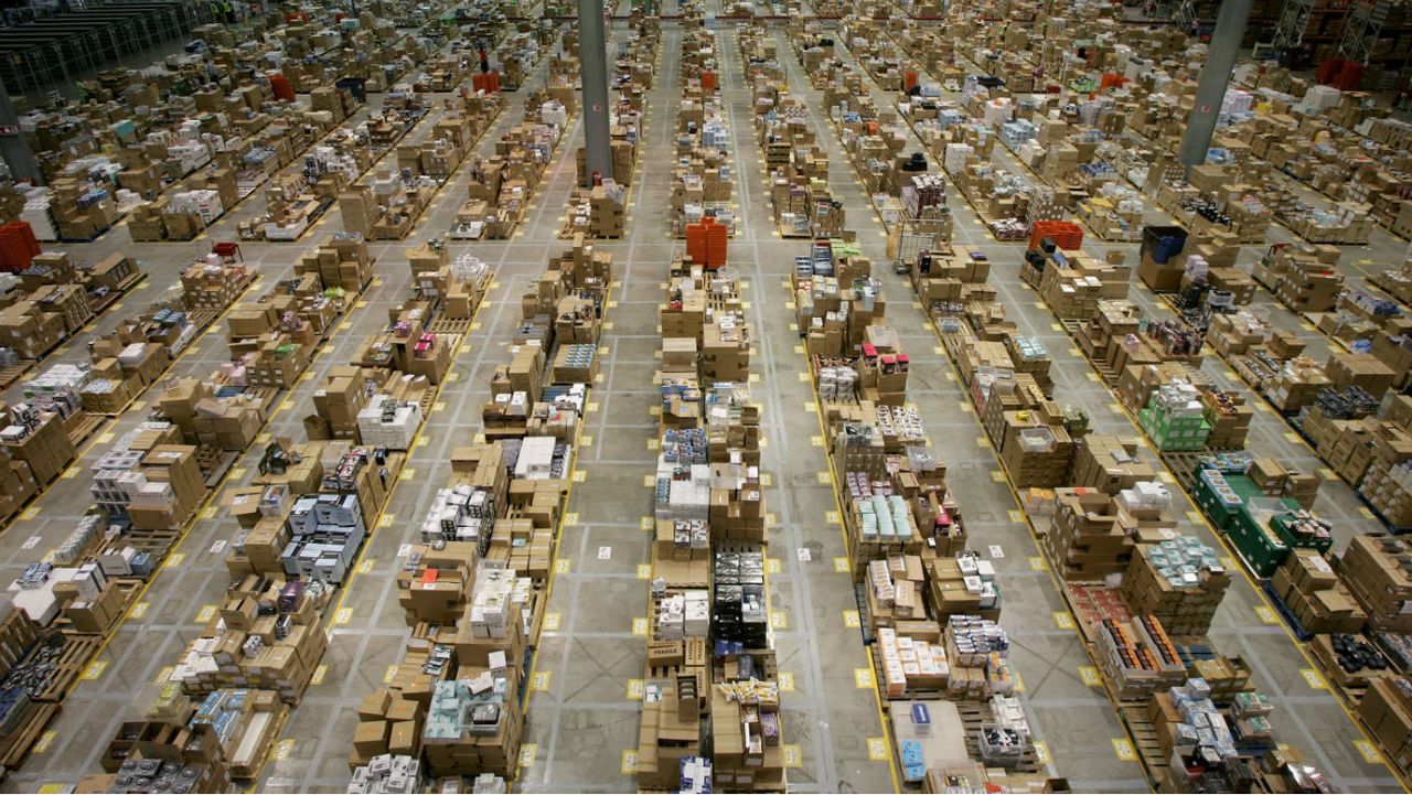 An Amazon warehouse in Milton Keynes 