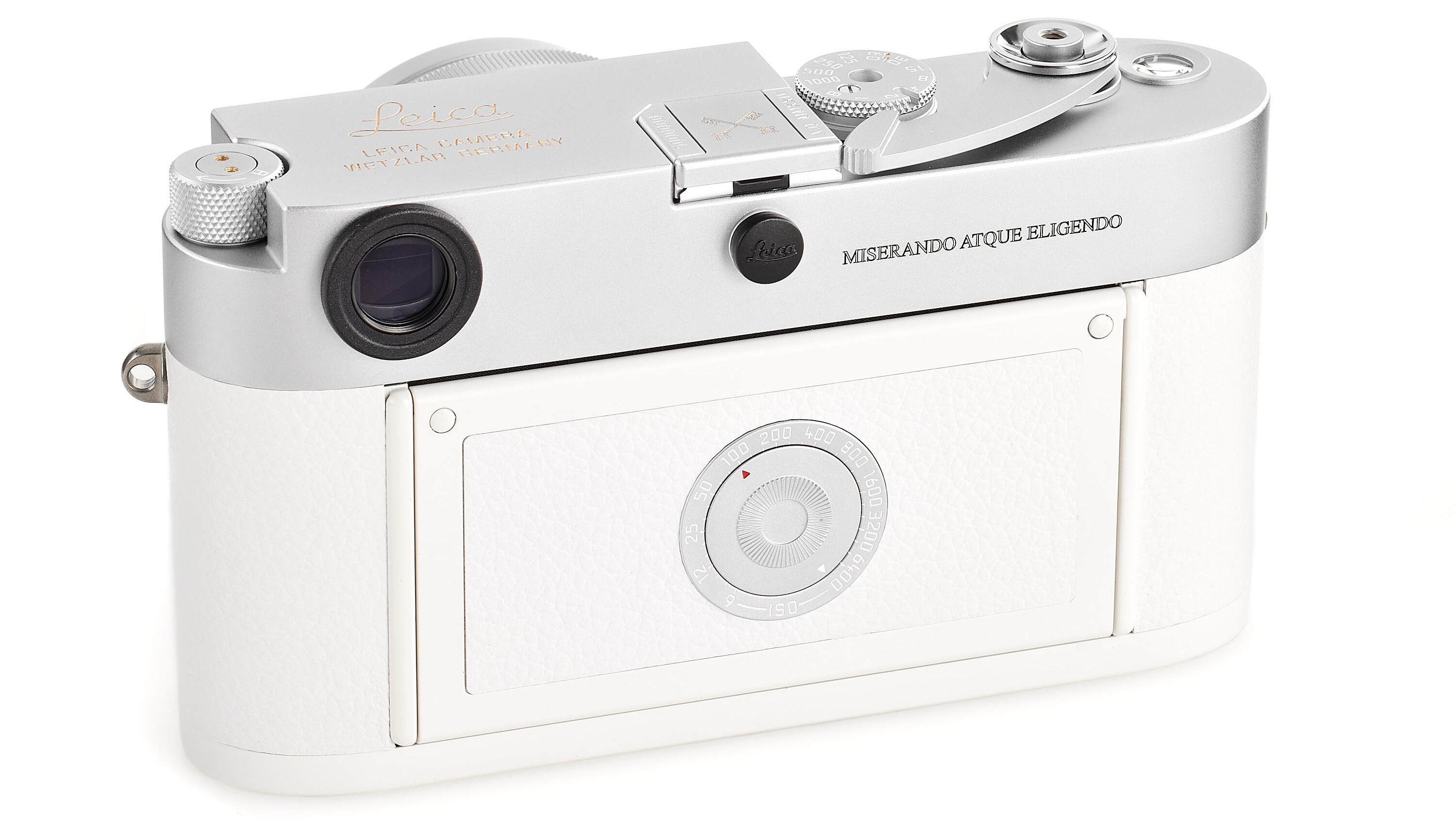 The Leica M-A Pope Francis camera on a white background