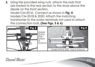 You'll want to attach the included transformer to the posts left unused after you connect the two halves and their connecting rods in the previous step. This actually will make sense if you have the antenna in your hands.