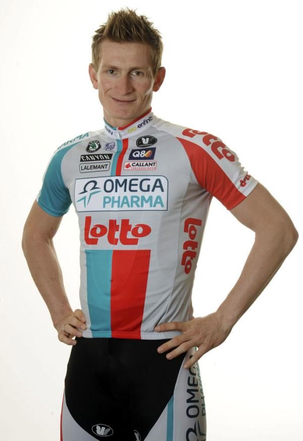 Andrei Greipel shows off his new Omega Pharma-Lotto kit