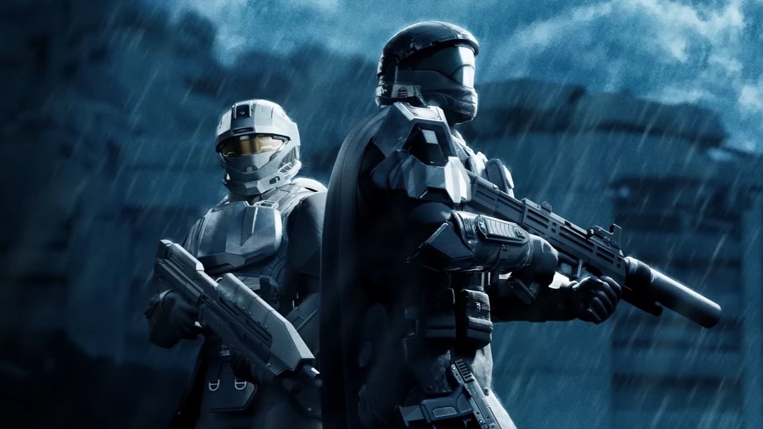 Promotional artwork of the Helldivers 2 x Halo ODST crossover coming to the game on August 26.