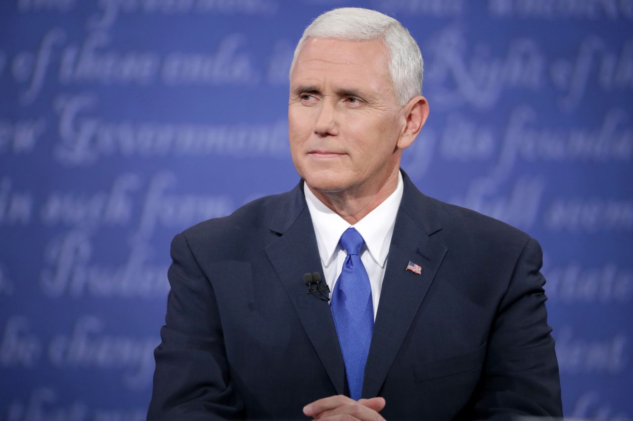 Mike Pence on stage in Farmville, Virginia