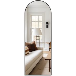 full length arched hallway mirror with black frame