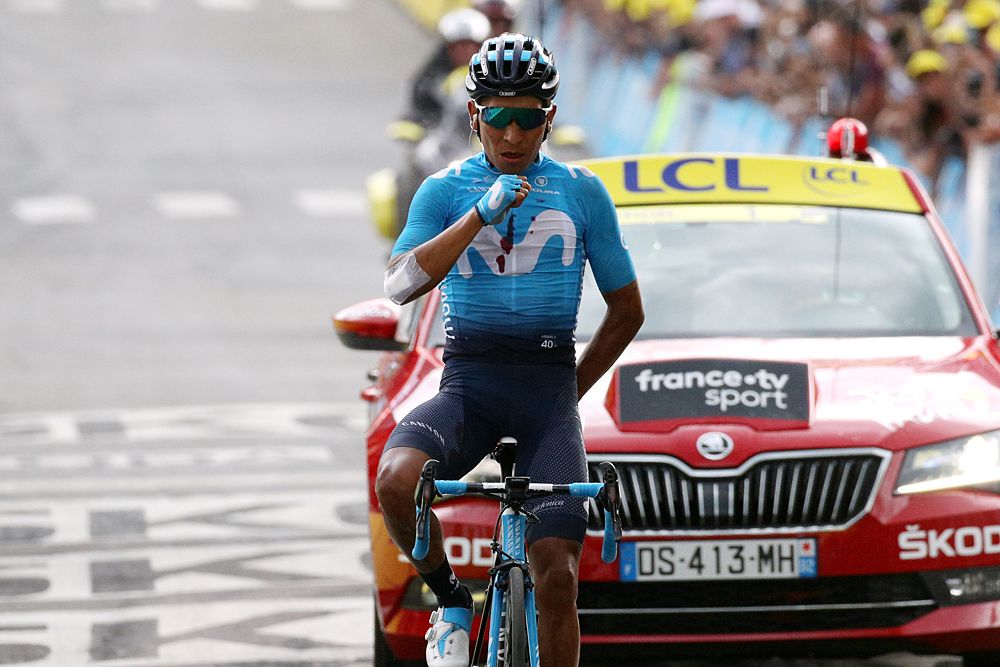 Nairo Quintana (Movisgtar) wins stage 18 at the Tour de France